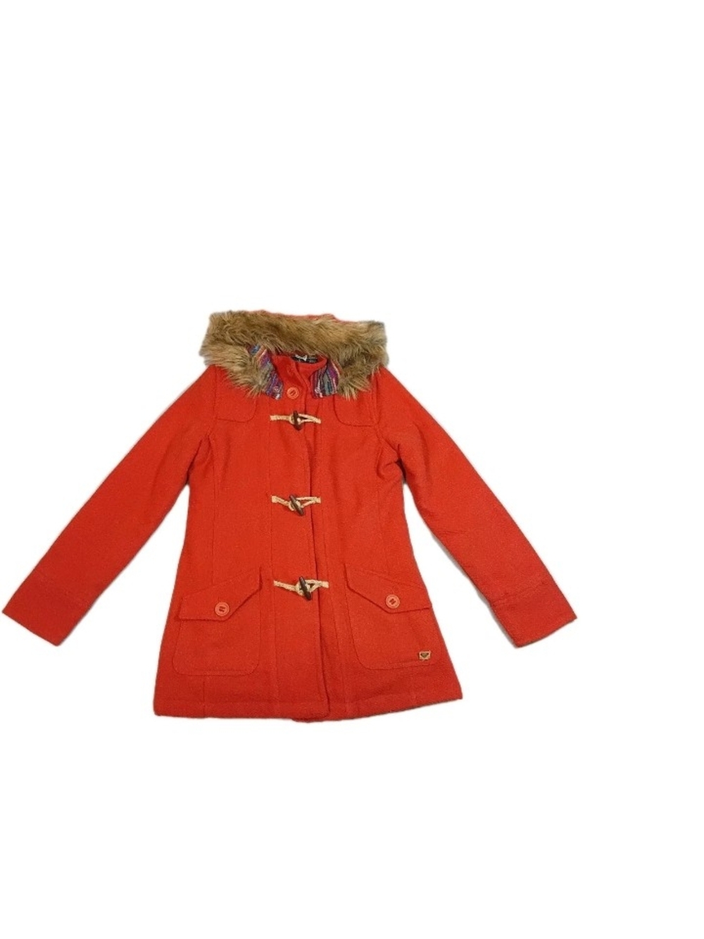 Roxy Multicolor Chevron Pea Coat in Blue, Red, Brown